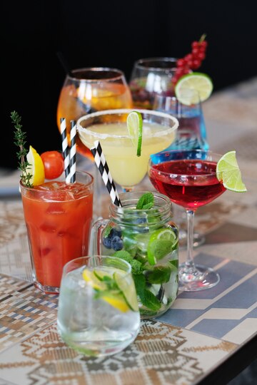 Various colourful cocktails in places for cocktails in Edinburgh